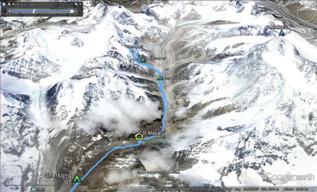 Situation parcours Glacier Barun effectué
